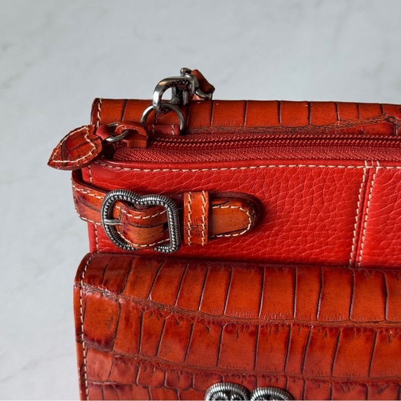 Brighton Burnt Orange Crossbody Organizer Leather Bag near perfect condition - Picture 4 of 12